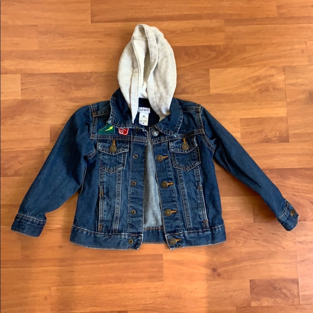 Toddler boy denim jacket with hoodie